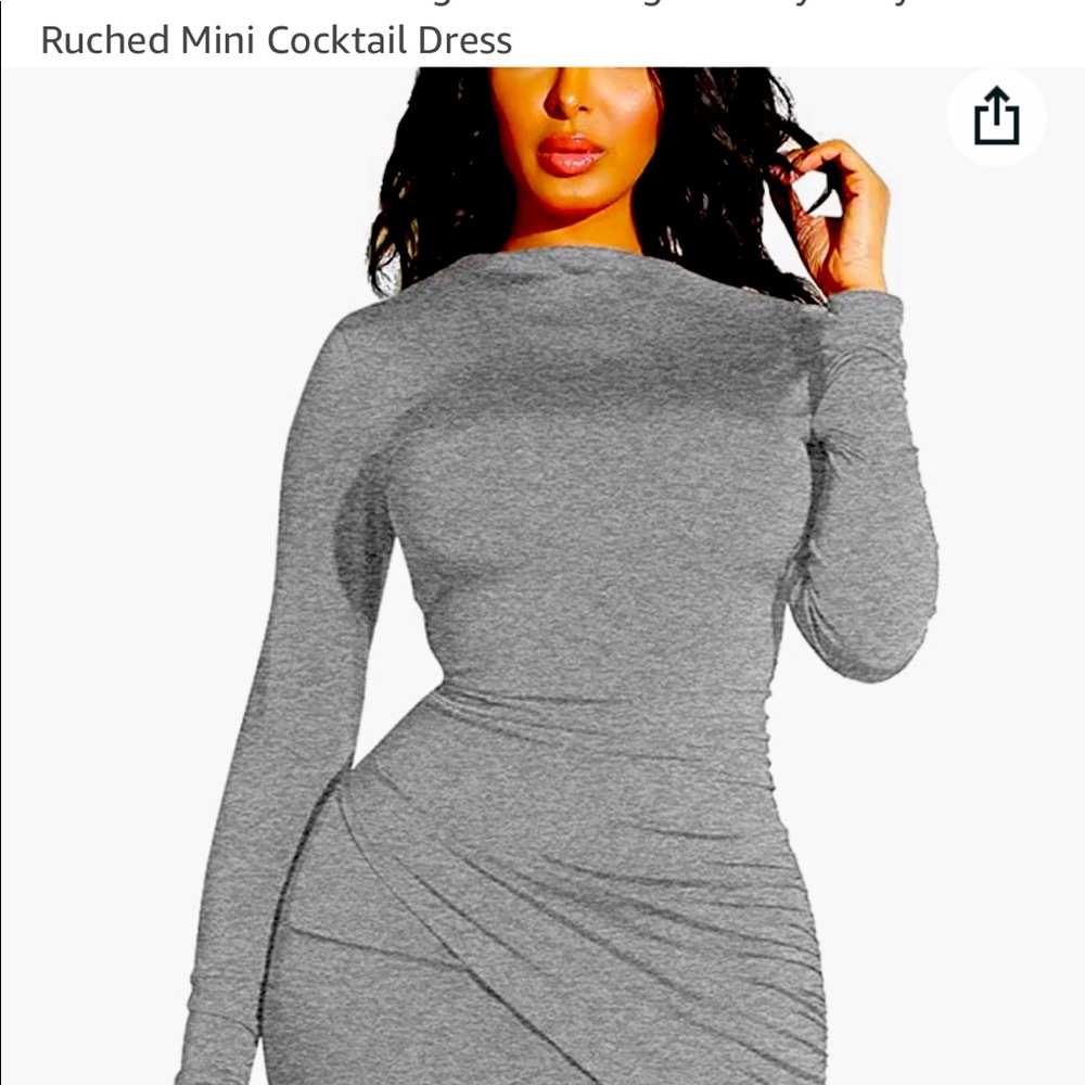 GOBLES Mini cocktail dress Gray Long sleeve  NWT Invisible zipper NWT Small